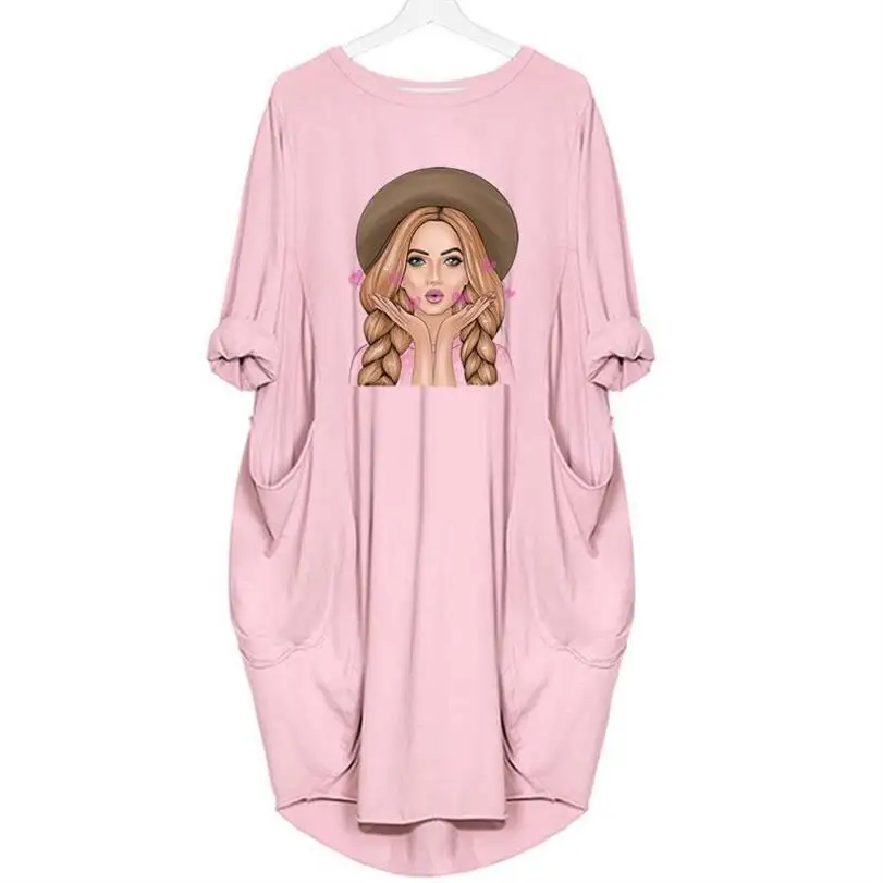 

2021 Summer Women Dress African Woman Long Sleeves Midi Casual Sexy Vestidos Femme Colothing Tops Oversized 5XL Drop Ship
