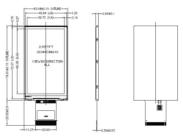 Ips 3,0 дюймов 40PIN HD TFT lcd экран ST7701 Привод IC 360(RGB)* 640 RGB+ интерфейс MIPI