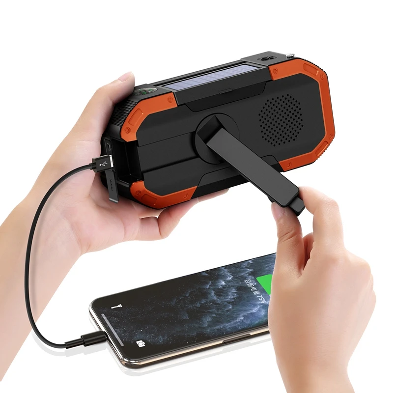 

PX6 Waterproof Hand Crank Solar Radio Multifunction Emergency Bluetooth Speaker Support SOS Alarm AM/FM NOAA
