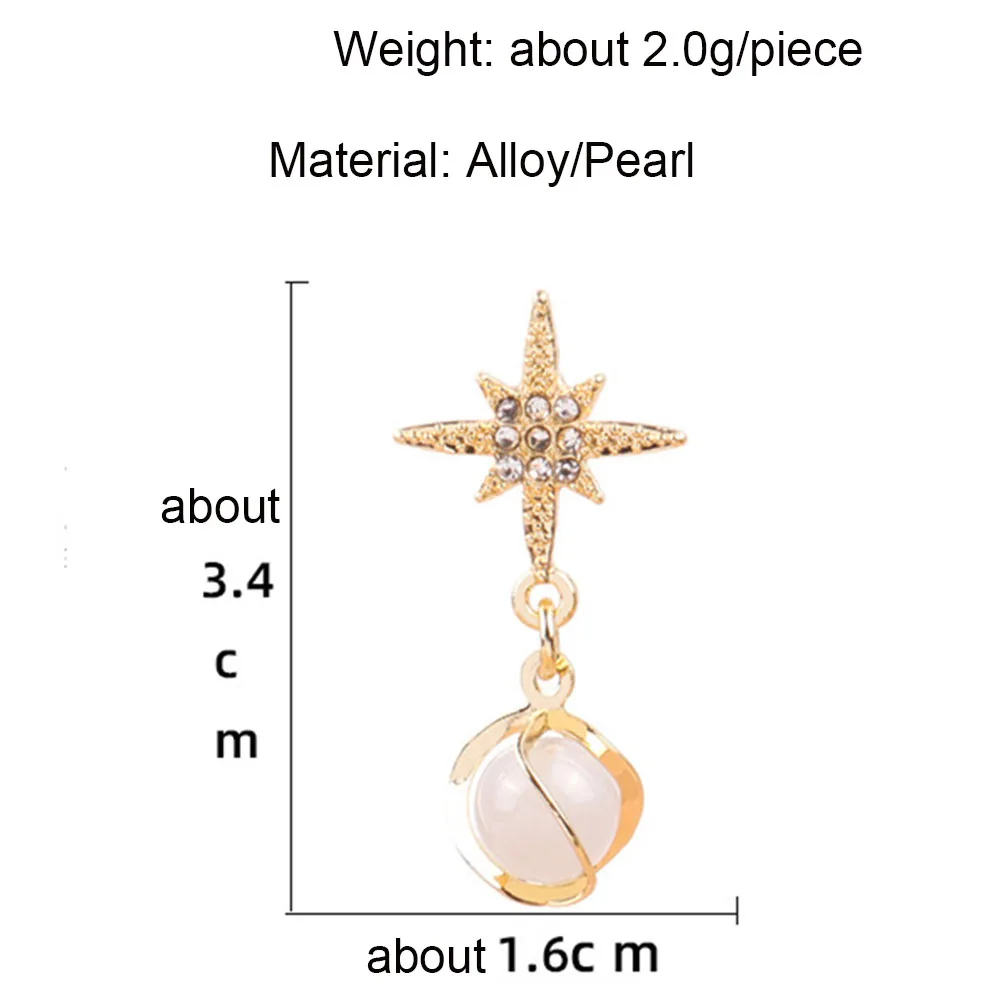 

New 2021 Creative six-pointed star earrings pendant opal silver needle temperament fashion earrings female jewelry
