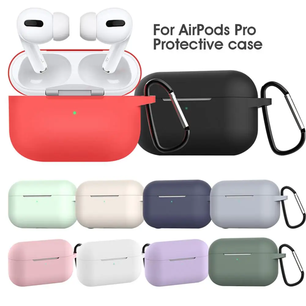 Silicone Case for AirPods Pro Earphone Full Body Protective Cover Storage Shell with Carabiner Clip Outdoor Travel | Электроника