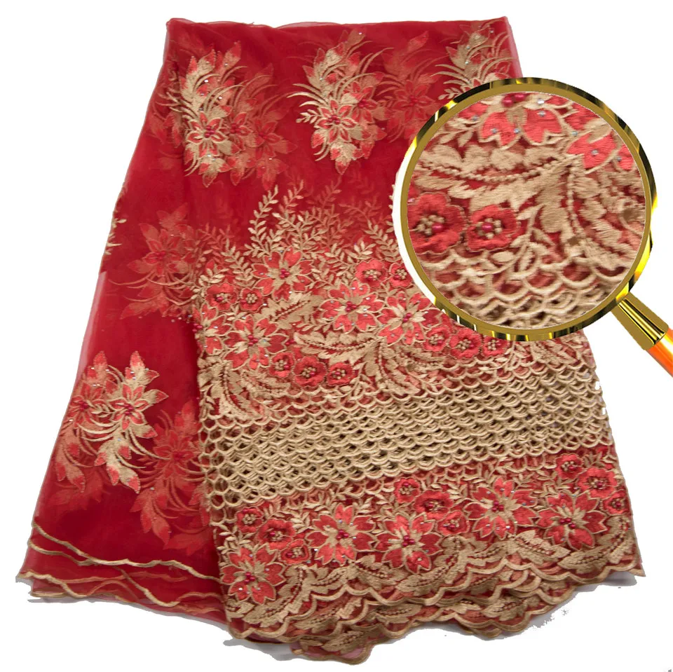 

African Lace Fabric 2018 Embroidered Nigerian Laces Fabric High Quality French Tulle Lace Fabric for Women,5Yards. ZJ1586