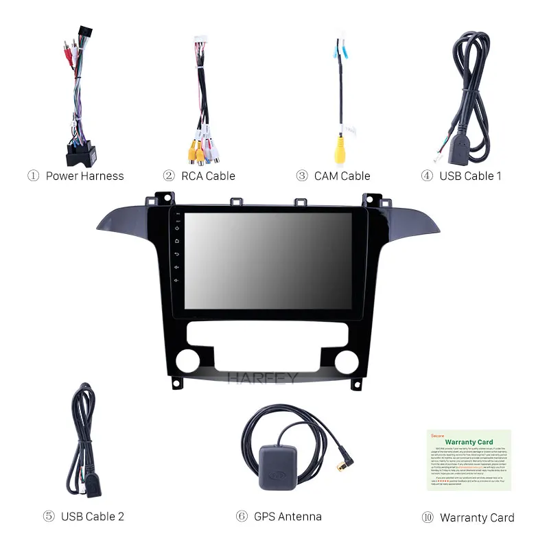 Harfey AUX сенсорный экран 9 дюймов Android 1 GPS навигация радио для Ford S-Max Auto A/C 2007-2008 с