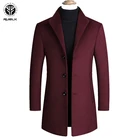 Мужское шерстяное пальто RUELK, Классическое однотонное пальто средней длины с лацканами, на пуговицах, большого размера, зима 2020
