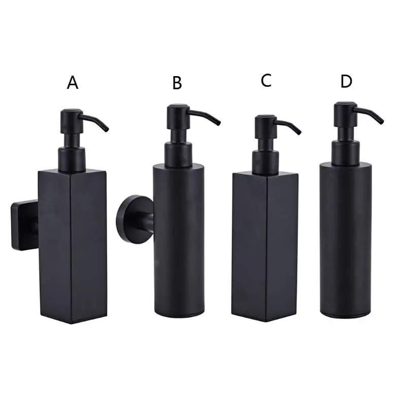 

200ml Wall Mounted Shower Bottle Pump Stainless Steel Shampoo Dispenser Black