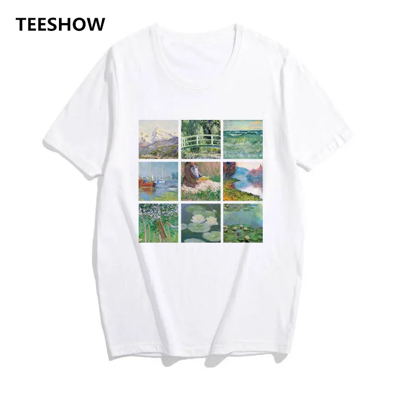 Женская футболка с рисунком Ван Гога Повседневная в клетку коротким рукавом