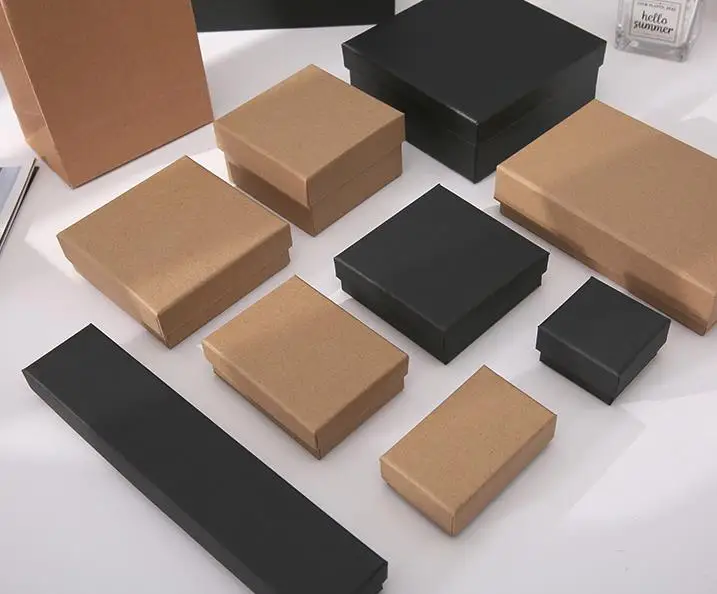 Коробка из черной и крафтовой бумаги 1 шт. квадратные прямоугольные упаковочные