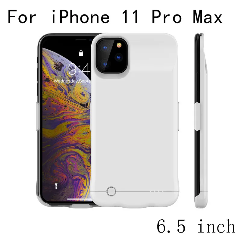 Ультра тонкая батарея зарядное устройство чехол для iPhone 11 Pro Max внешний блок питания чехол назад клип батарея чехол зарядка задняя крышка Funda - Цвет: i11 ProMax-White