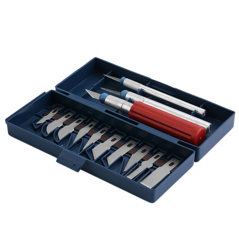 

13pcs Utility Precision Knife Set DIY Tools Paper Carving High-carbon Steel Blades With Handle Case Arts Craft drop shipping