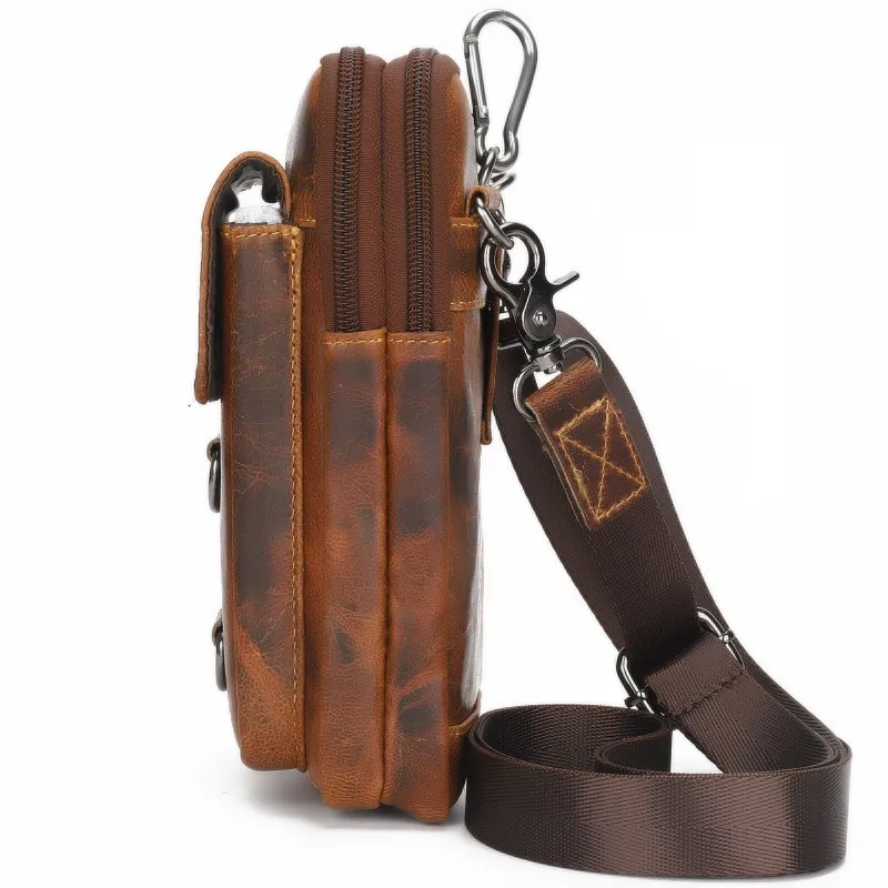 Men Fanny Pack Teenager Outdoor Sports Running Waist Bag Genuine Leather Male Shoulder Beltbag Travel Phone Pouch Leg Bag Purse