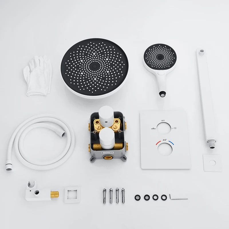 Термостатический белый душевой набор для ванной комнаты Набор смесителей душа