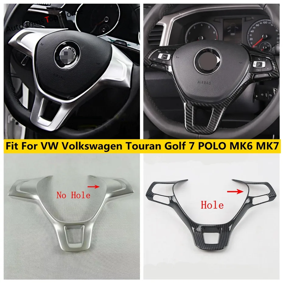 

Car Steering Wheel Frame Decor Cover Trim For VW Volkswagen Touran Golf 7 POLO MK6 MK7 Carbon Fiber ABS Interior Accessories