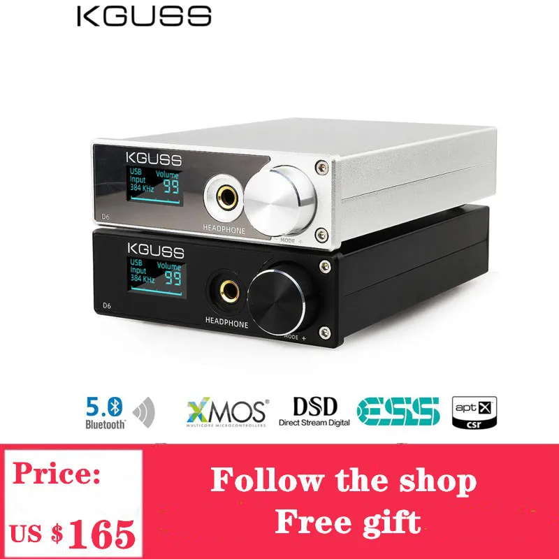 KGUSS D6 USB DAC XMOS ES9018K2M аудио декодер DSD Bluetooth CSR8675 5 0 усилитель для наушников |