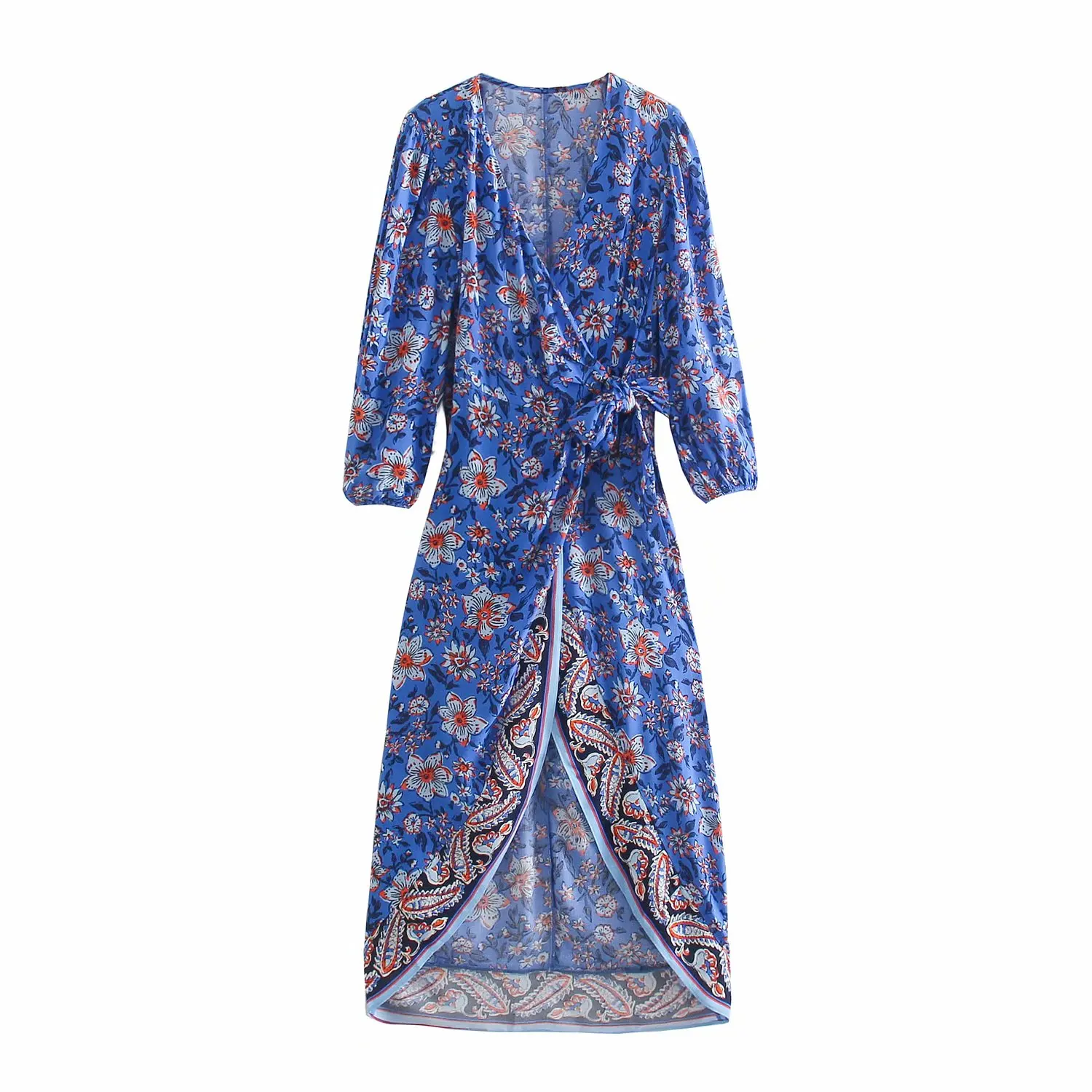 

New Summer Floral Dress Women Vintage Casual Vogue Chic Lady Midi Boho Dress Women Robe