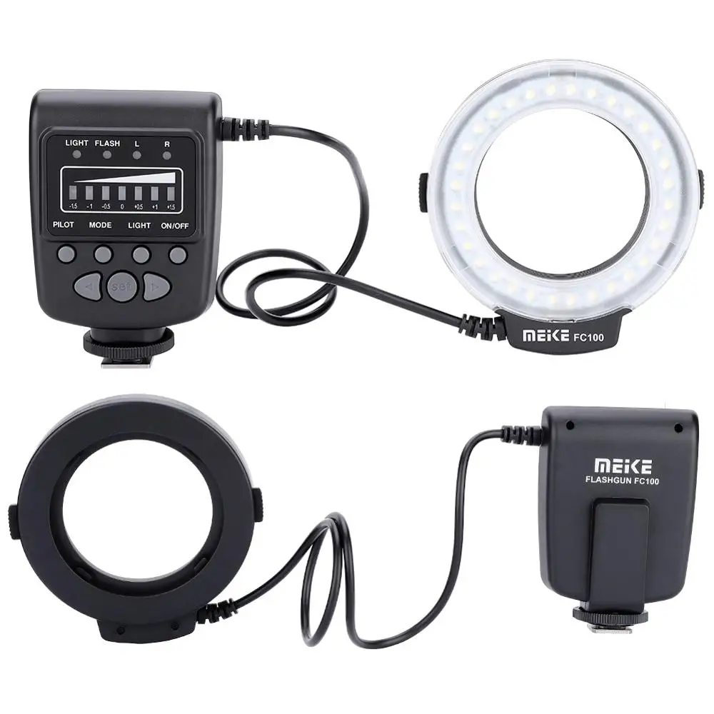 Meike FC-100 FC100 ручной светодиодный макросъемный кольцевой светильник с 8 переходными