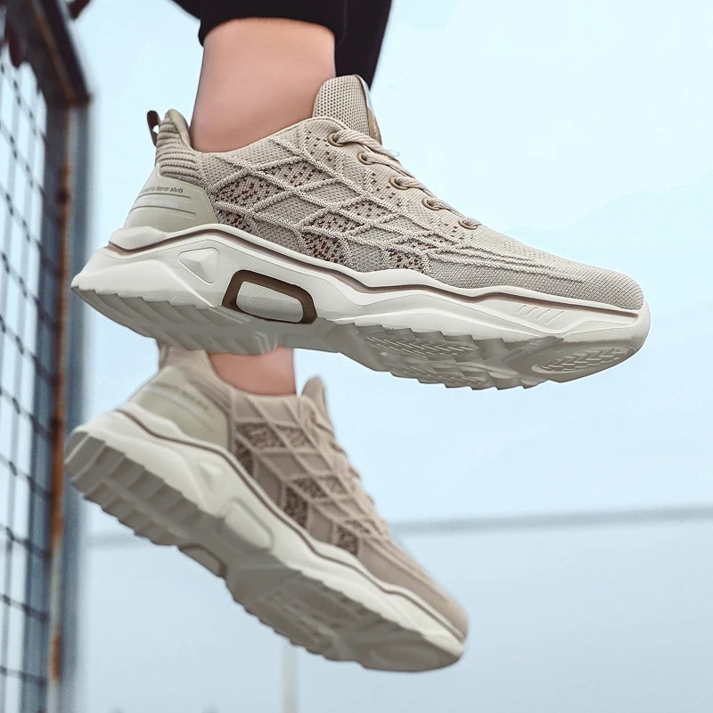 Мужские кроссовки со шнуровкой легкие дышащие супер крутые для бега летняя