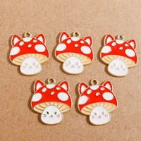 10pcs 2225mm cute alloy enamel mushroom cat charms pendants for jewelry making necklaces earrings diy handmade jewelry crafts