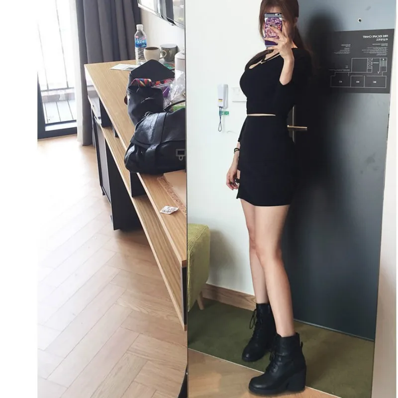 Летняя Сексуальная Асимметричная бандажная юбка с высокой талией женская черная