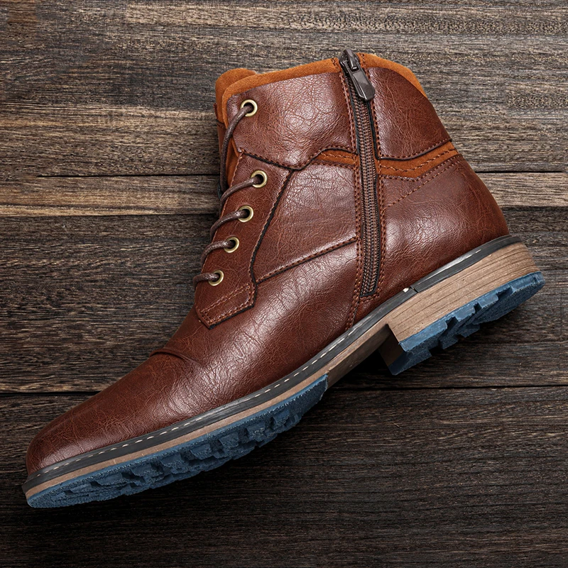 Plus Size 8-12 boots men brand Ankle fashion vintage autumn Comfortable High Quality leather boot winter shoes | Обувь