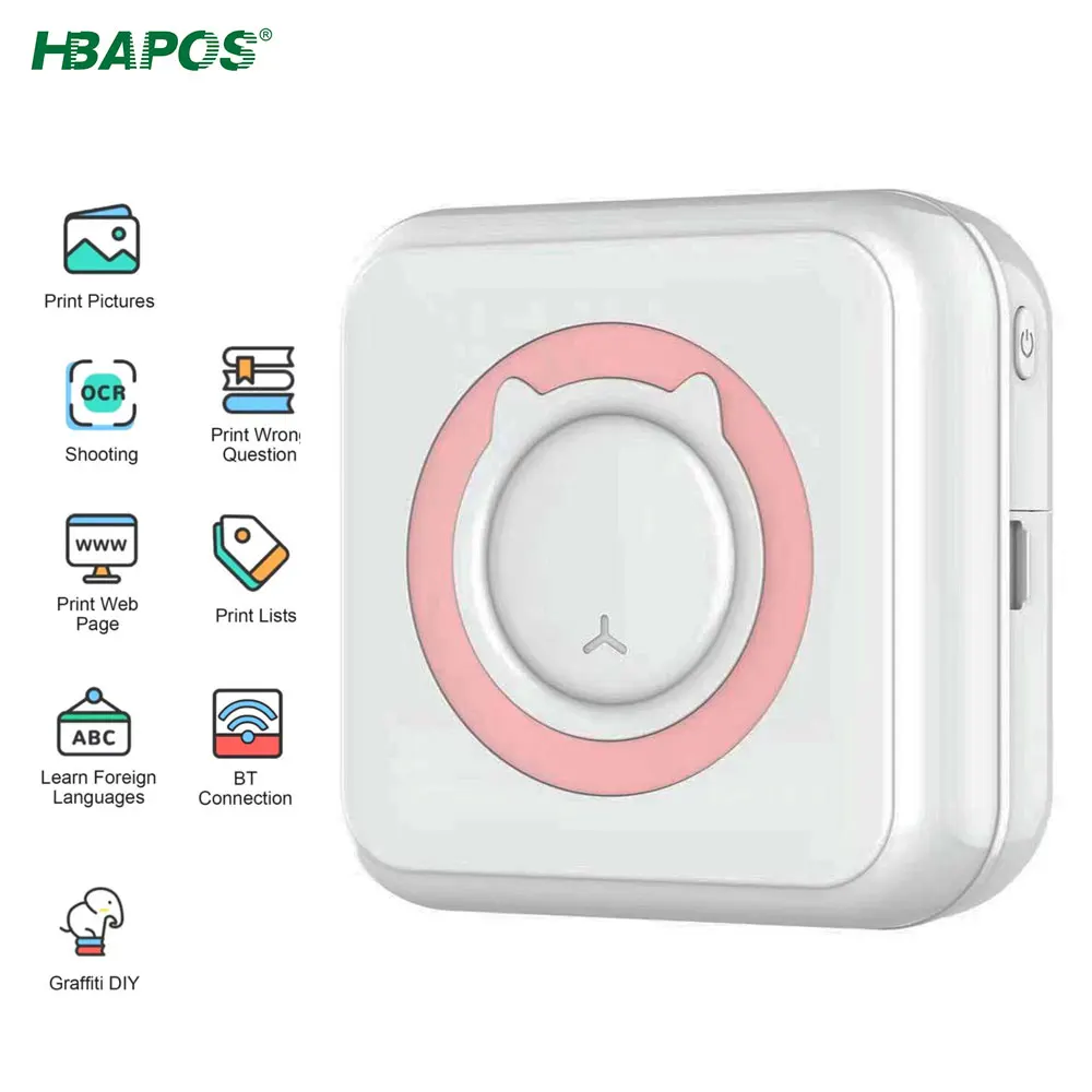 

Портативный карманный термопринтер HBAPOS, миниатюрный, с возможностью печати текста и нот, с поддержкой Bluetooth, подходит для телефонов на Android и...