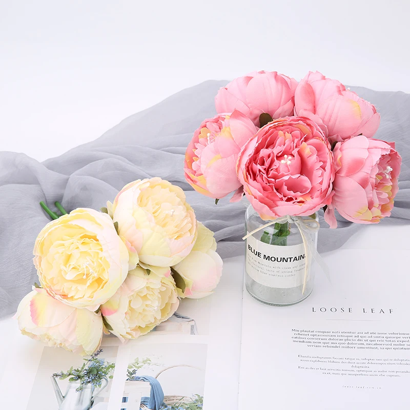 1/5 шт. 25 см Искусственный Пион из шелка Цветы Букет дешевые искусственные цветы