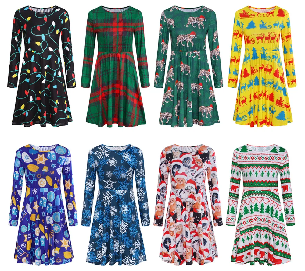 Женское рождественское платье с длинным рукавом вечерние рождественские
