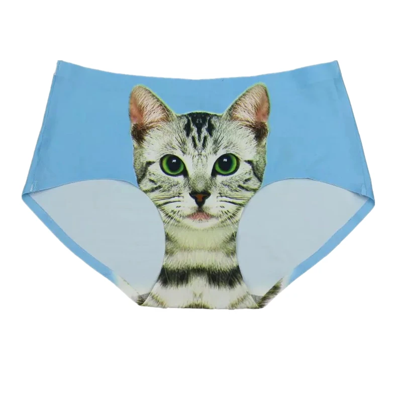 Черные трусики Pussycat нижнее белье для кошек с 3D кошачьим лицом бесшовные женщин в