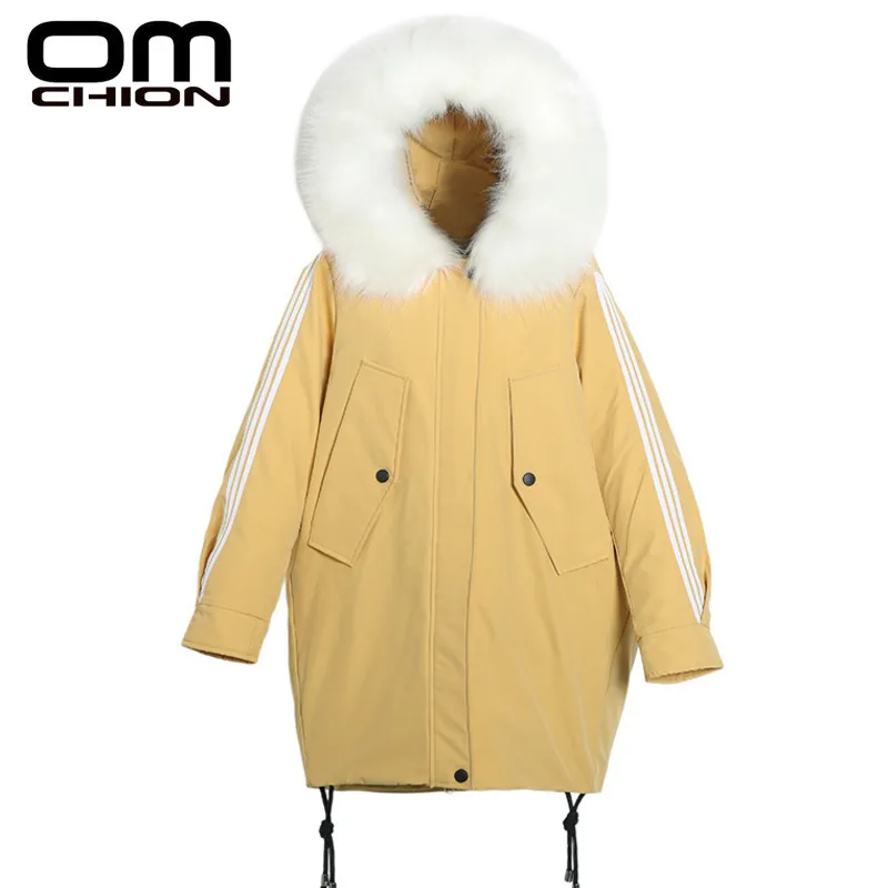 Женская теплая куртка OMCHION Повседневная Свободная парка с капюшоном и воротником