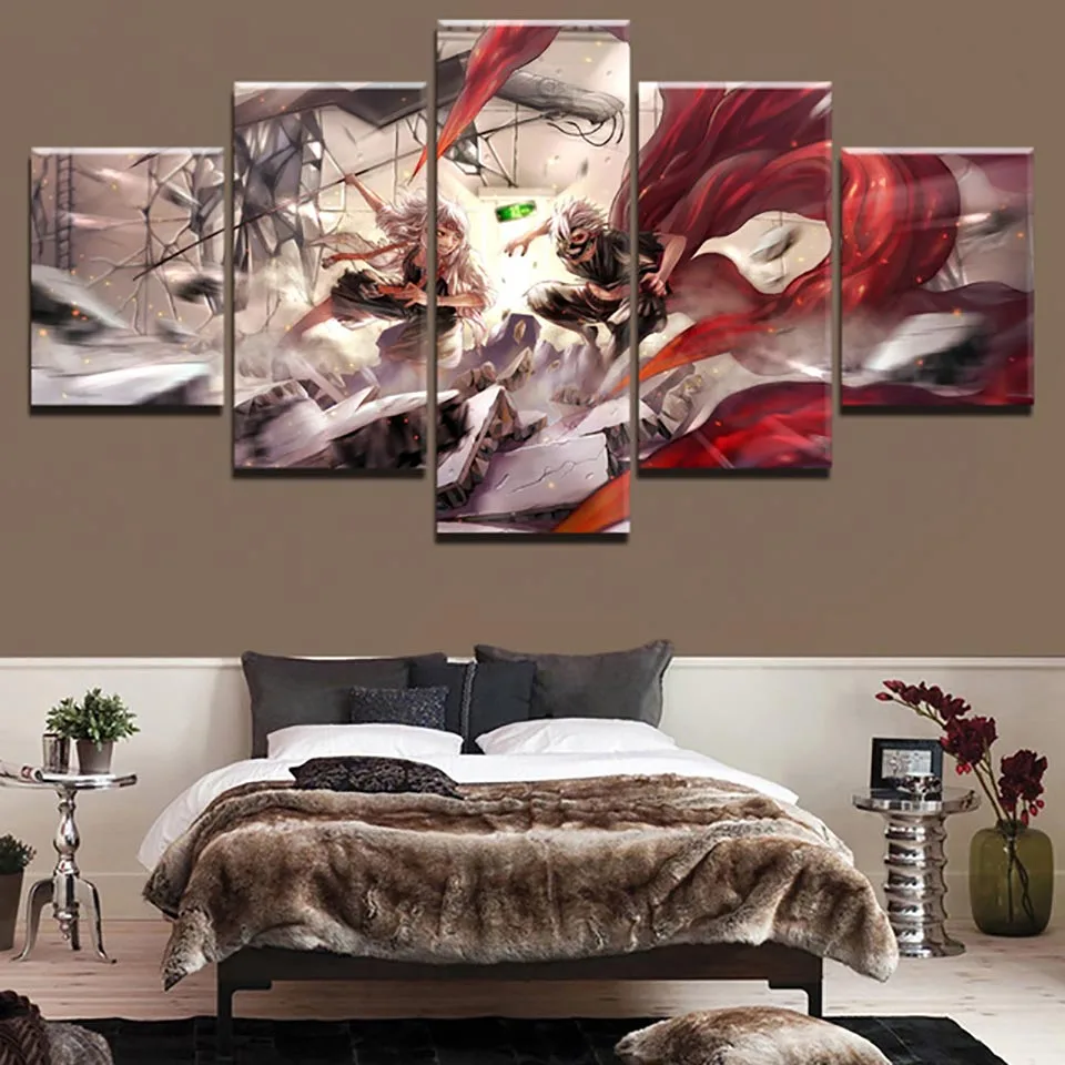 Модульный домашний декор 5 шт. Hd принты анимация Токийский Гуль картины холст