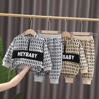 childrens autumn winter clothing suits 2021 new baby boys fashion handsome geometry sets toddler letter coatpants girls clothes