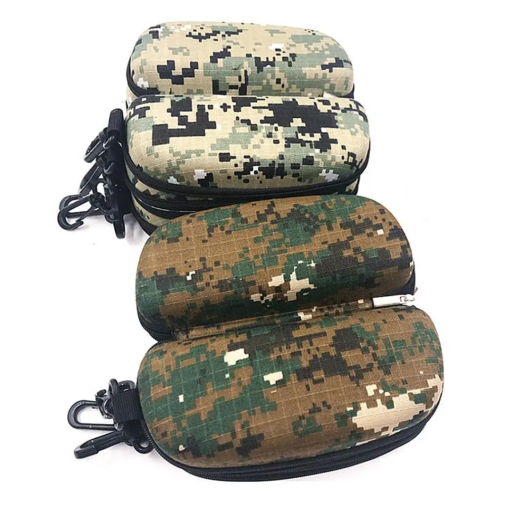 1PC Fashion Camouflage Sunglasses Case Military Glasses Box EVA Eyeglasses Cases Mens Eyewear With Belt Clip Lens Container