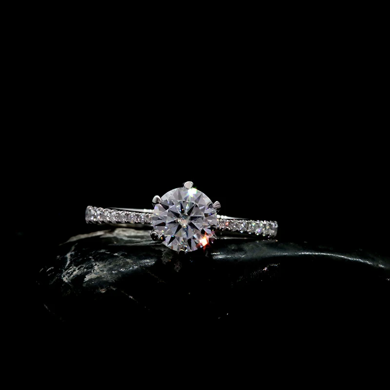 AEAW Лидер продаж круглый вырез 1.0ct moissanite кольцо 18 К Белое золото обручальные кольца для женщин