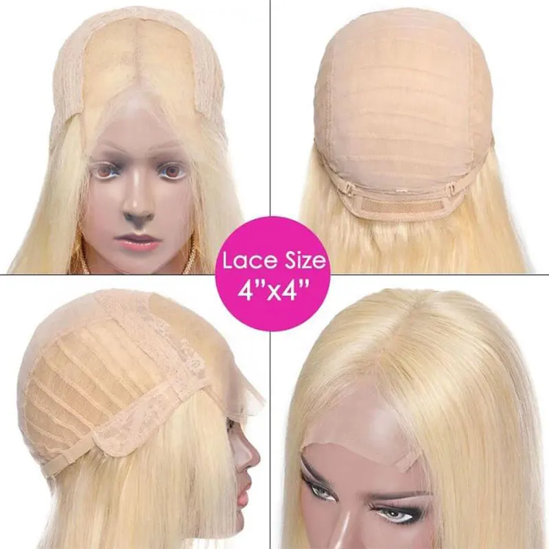 Factory Price 100% Human Hair Wigs Blonde 10 - 30 Inch 613 4X4 Lace Closure Wig | Шиньоны и парики