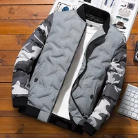 men winter baseball jacket camouflage patchwork cotton coats slim fit college warm jackets mens stand collar outwear coat my209
