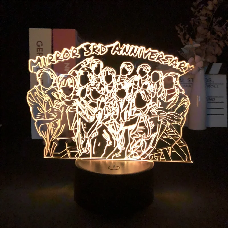 

3D Lamp Hong Kong Pop Boy Band MIRROR Night Light Alarm Clock Base Light Color Changing Dropship Delivery Table Children