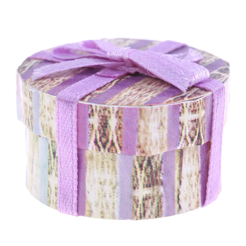 

1Pc 1:12 Christmas Configuration Purple Wooden Mini Gift Box DIY Miniature Dollhouse Toy Dolls House Miniatures