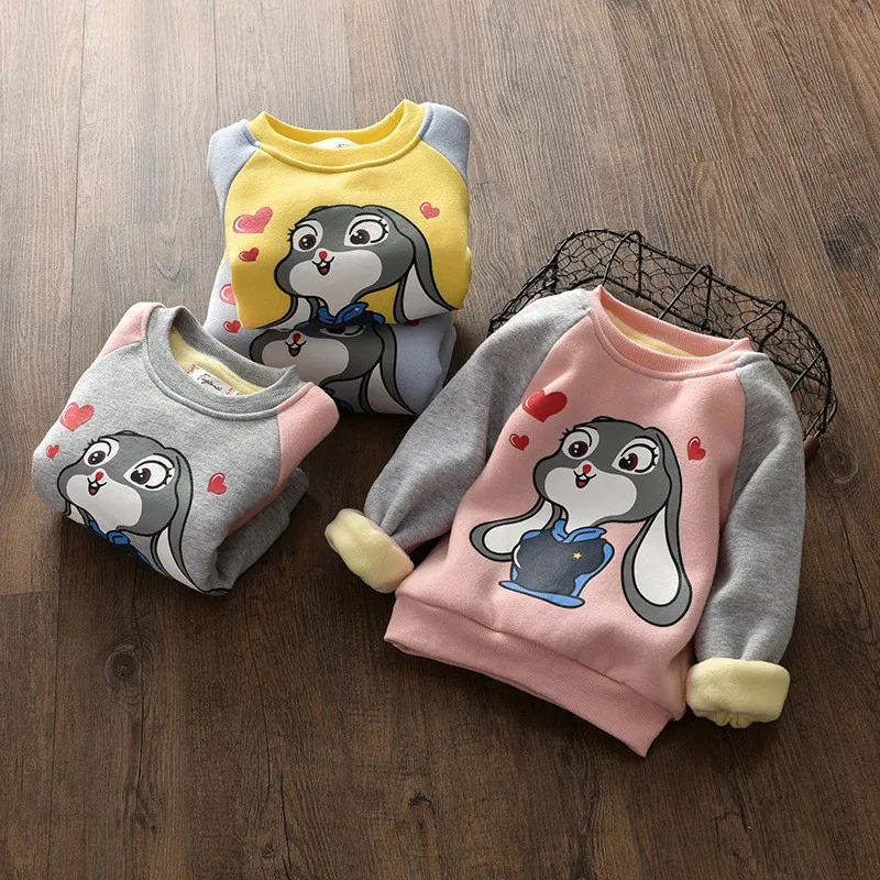 Свитшоты для маленьких девочек хлопковые милые зимние футболки с рисунком