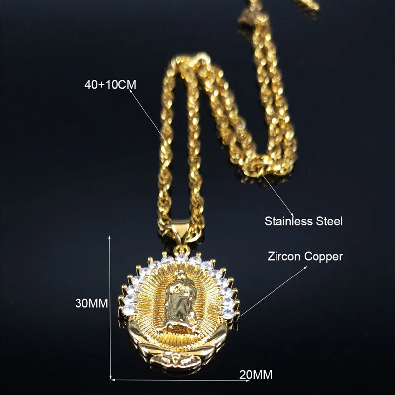 2021 благословенная девственная Мария циркон медь Нержавеющая сталь ожерелье для