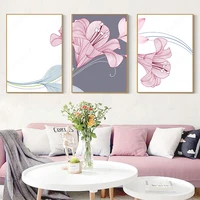 flowers lilies line art poster floral background wall art modular print pictures canvas painting interior living room decoration