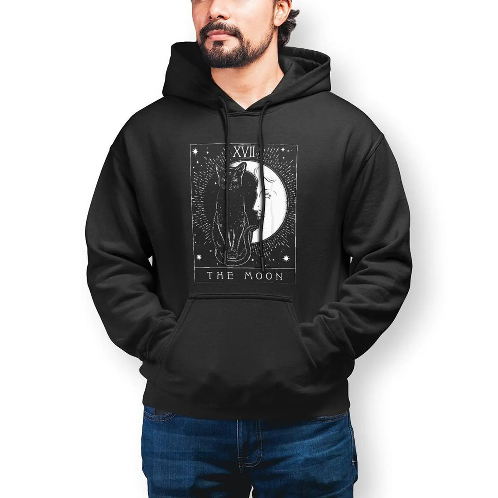 

Sun Moon Hoodie Casual Long Sleeve Cotton Hoodies Mens Winter Streetwear Pullover Hoodie X