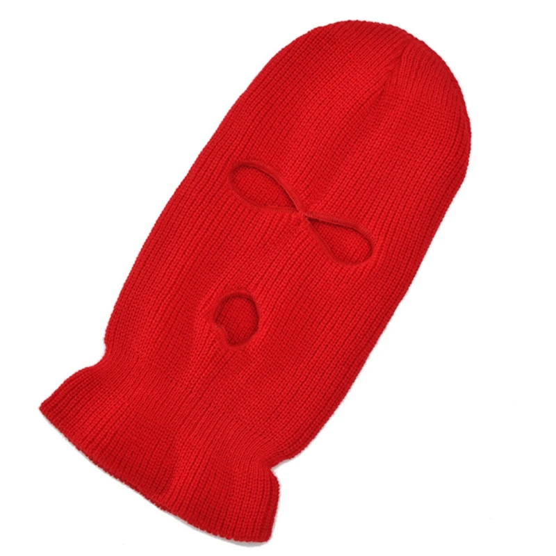 

Unisex Balaclava Mask 3 Hole Full Face Cover Neon Solid Color Knitted Beanie Hat A2UA