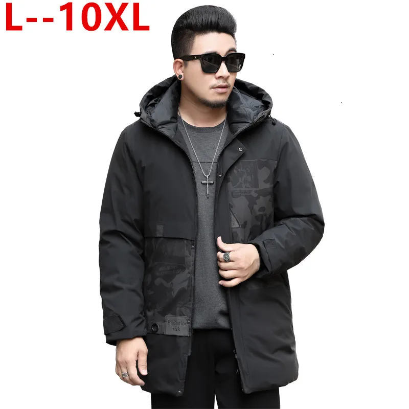 Большие размеры 10XL 8XL 7XL 6XL 5XL Мужская Зимняя парка с капюшоном пальто длинная
