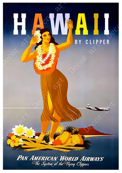 Прибой в Америке Гавайи Пляж путешествия холст картина старинные стены крафт