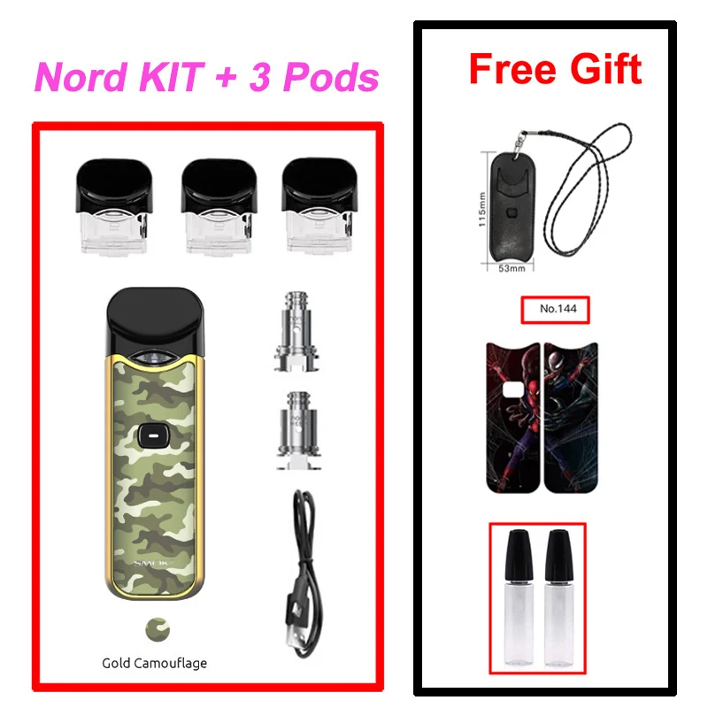 Gold Camouflage SMOK Nord Pod Vape 1100 мАч батарея 3 мл Pod система обычная сетка катушка электронная сигарета комплект испаритель VS SMOK NOVO Minifit комплект - Цвет: Gold Camouflage