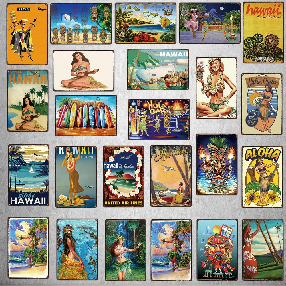 Женский винтажный городской металлический знак танец хула настенный ретро