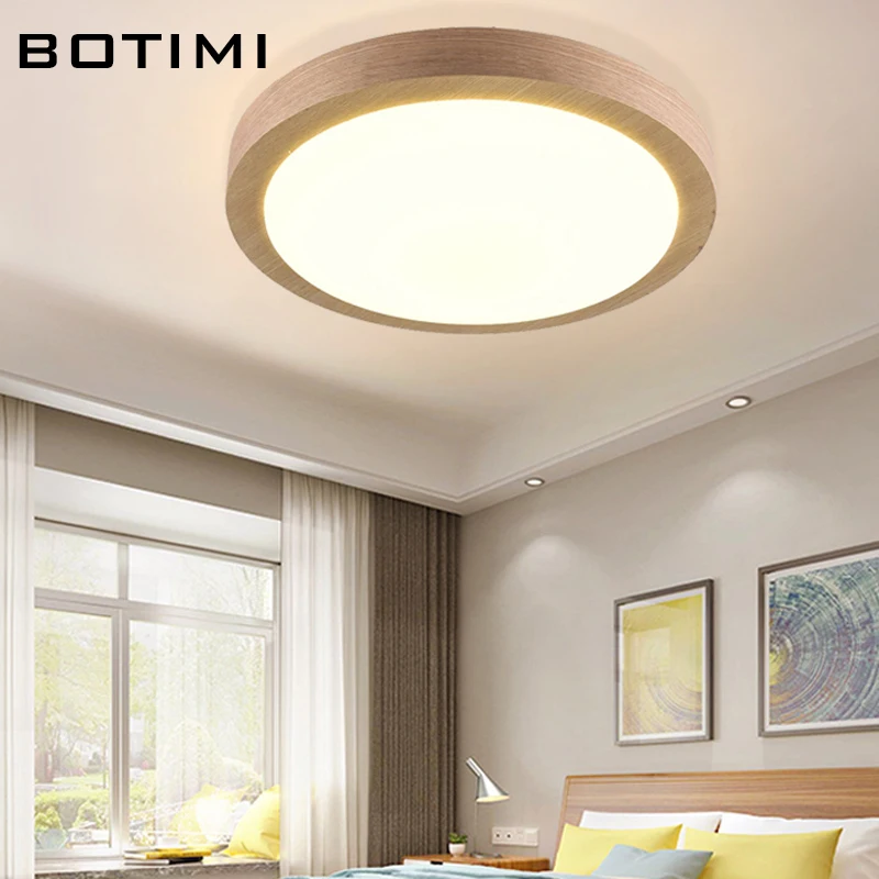Современный светодиодный потолочный светильник BOTIMI из дерева круглой формы для