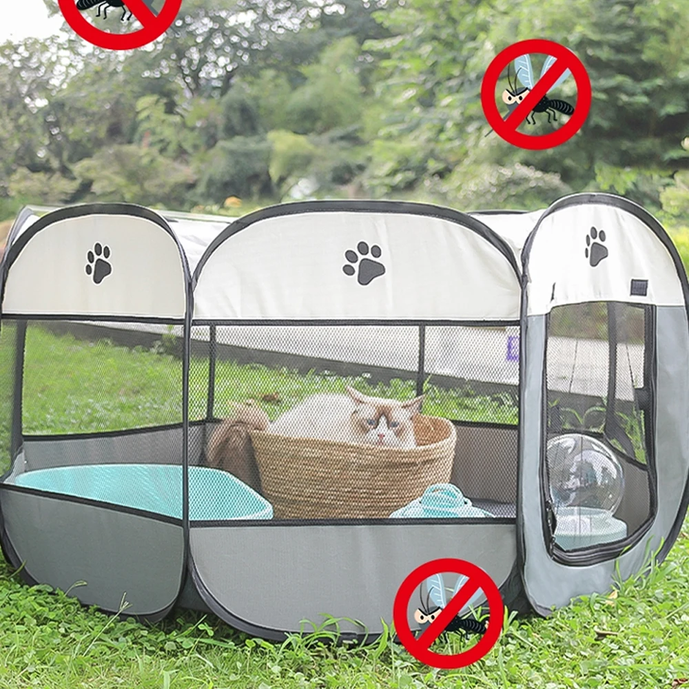 Dog House Indoor Large Dog ottagonale tenda pieghevole per esterni gabbia per cuccioli con recinzione traspirante Pet Cat and Kennel consegna
