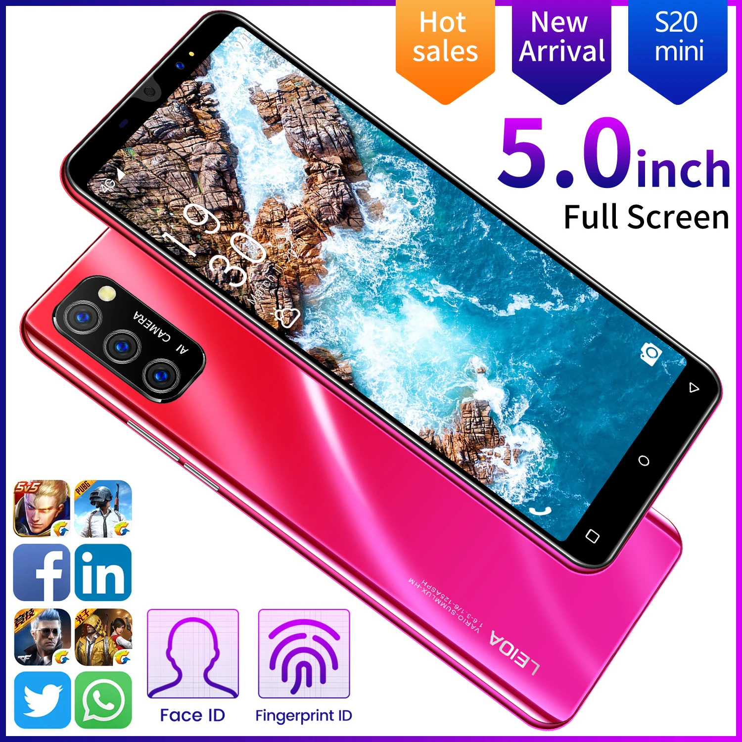 

HD Smartphone Latest Global Version S20 Mini Android9.15.0 Full Screen 3800mAh 4 64GB MTK 6889 Dual SIM Card GPS WiFi 5G Phone