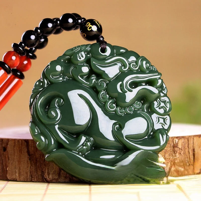 Hetian Sapphire Kylin Pendant Men's Jade Necklace Brand |