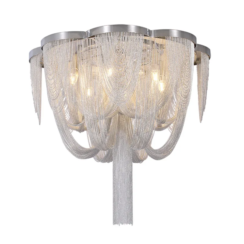

Postmodern Luxury LED Chandelier Ceiling Tassel Living Room Lobby Large Hanging Light Villa Hotel Aluminum Deco Luminaires E14